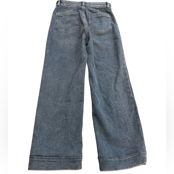 Faherty Wide Leg Crop Denim Jeans Stretch Terry Blue Size 26 - Picture 3 of 7